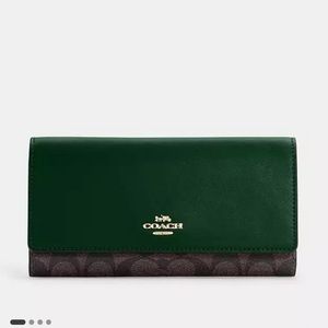 Coach Slim Trifold Wallet In Signature Canvas NWT